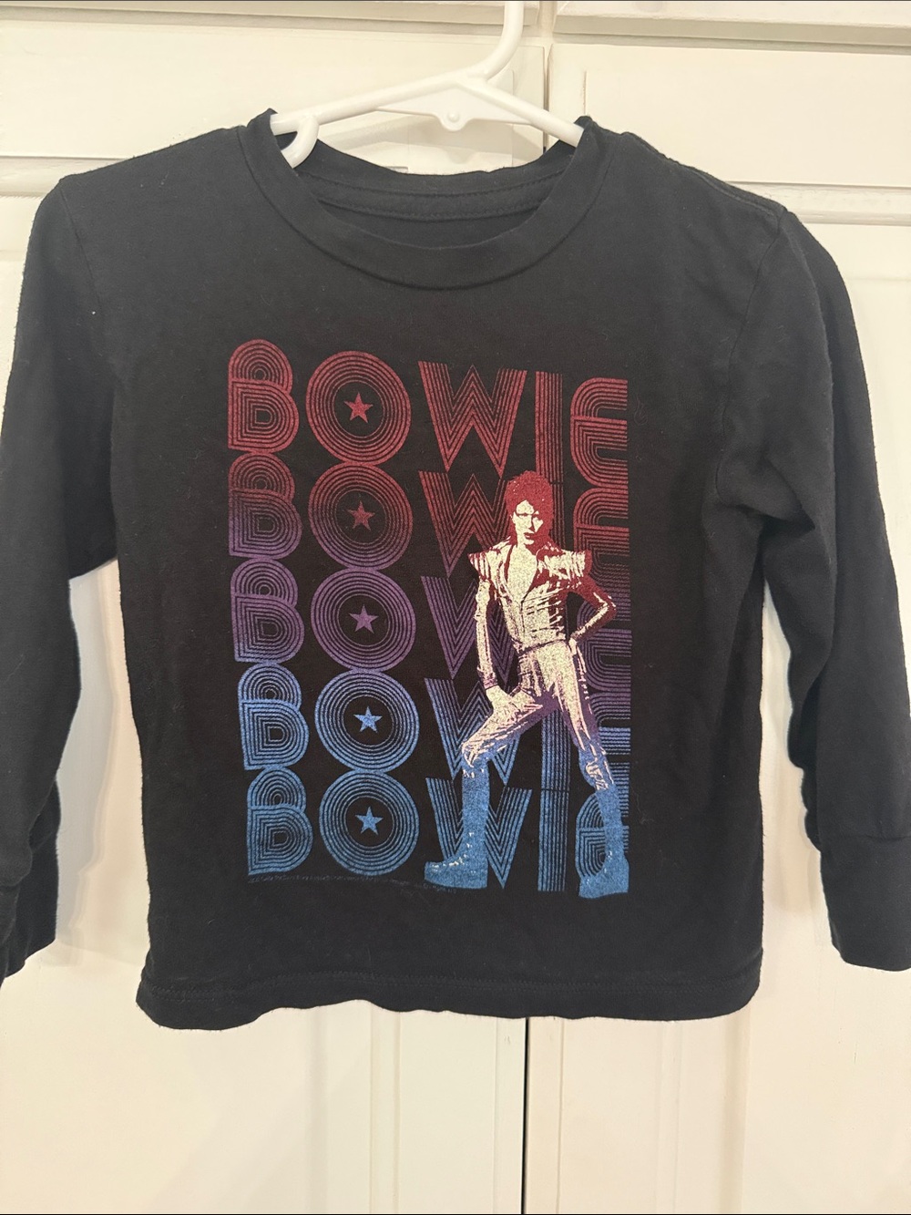 Rowdy Sprout Black Long-Sleeve Bowie Gradient Graphic Tee
